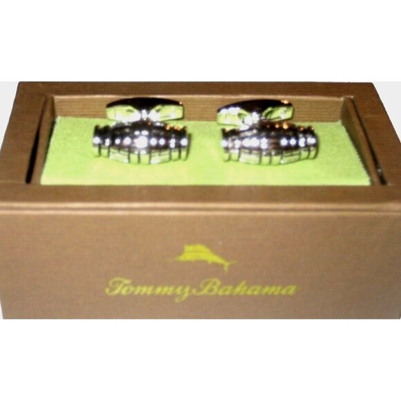 Tommy Bahama Other - Tommy Bahama Men's Silver Barrel Basket Woven Cufflinks Classic Free Ship NIB